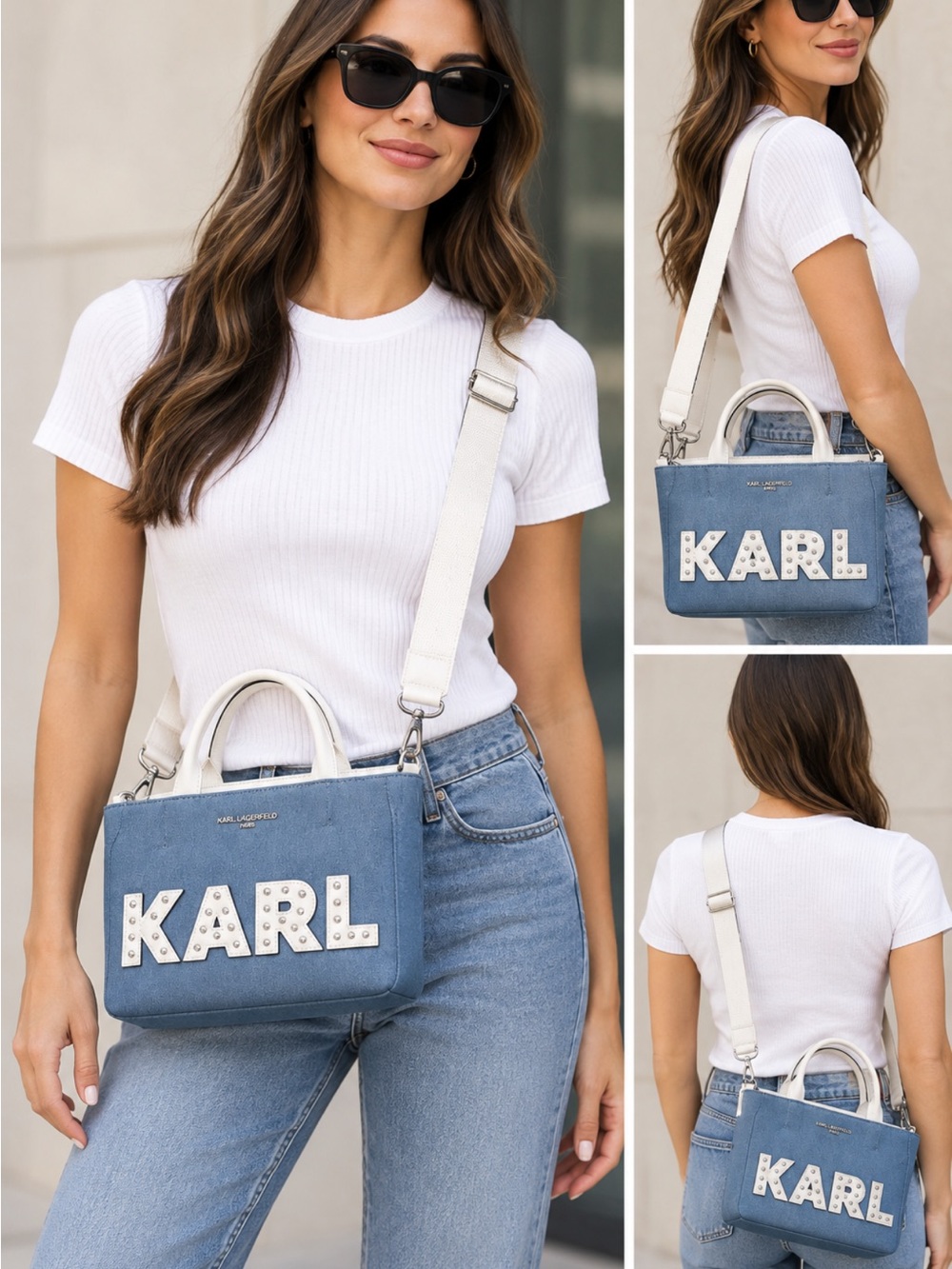 Karl Lagerfeld Light Blue Denim Crossbody NWT
